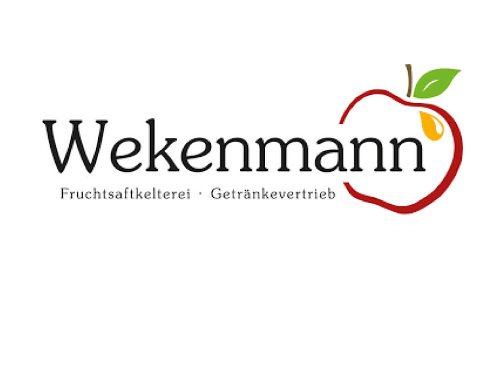Das Bild zeigt das Wekenmann-Logo. Es besteht aus einem Schriftzug und der Silhouette eines roten Apfels.